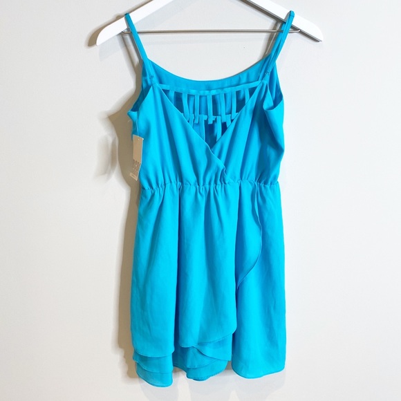 NWT BCBGeneration Turquoise Blue Wrap Caged Dress - Picture 2 of 3